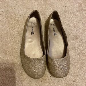 Girls Gold Glittery Flats size 2